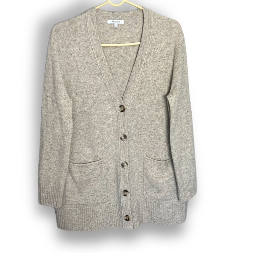 Madewell donegal Maysfield cardigan sweater merino wool beige size S
